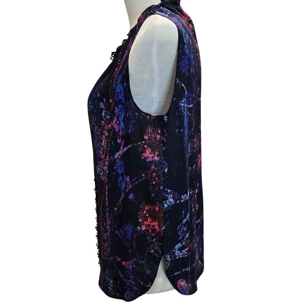 Elie Tahari Bessie Sleeveless Blouse 100% Silk Women's Size XS Dark Romantic - Picture 2 of 10